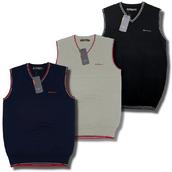 View Item Classic Ben Sherman Retro Mod Knit V Neck Tank Top Black / Navy / Grey
